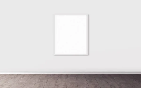 White blank poster with white frame on wall. Empty mock-up for you design preview. Good use for presentation.