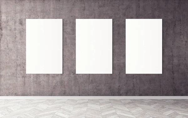 Пустые Белые Холсты Стене Модель Дизайн Превью Хорошее Применение Рекламных — стоковое фото