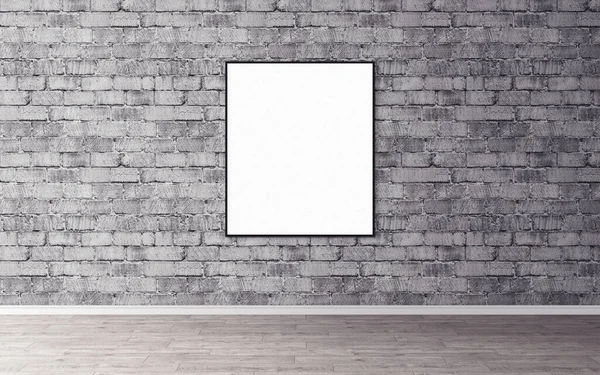 壁にスリムなフレームを持つ白い空白のポスター デザインプレビューのための空のモックアップ プレゼンテーションに最適 — ストック写真
