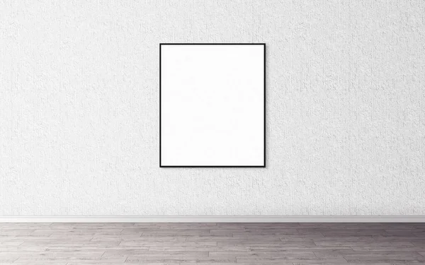 Witte Blanco Poster Met Slank Frame Aan Muur Lege Mock — Stockfoto