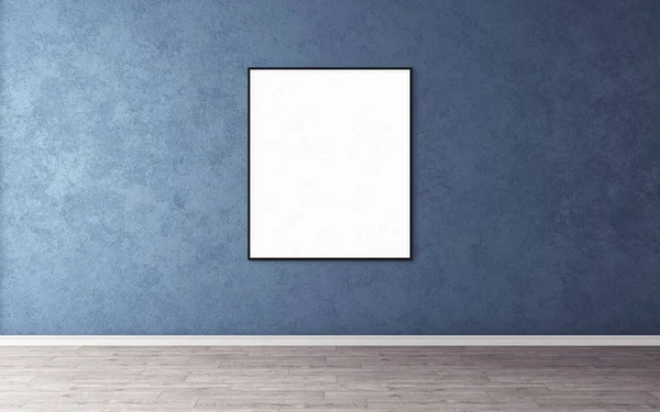Biały Plakat Cienką Ramą Ścianie Pusty Makieta Dla Ciebie Podgląd — Zdjęcie stockowe