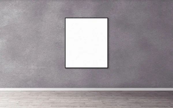 Bílý Prázdný Plakát Tenkým Rámečkem Stěně Prázdný Model Pro Váš — Stock fotografie