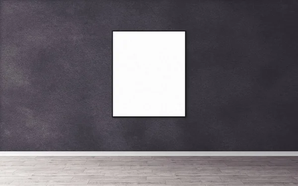 Bílý Prázdný Plakát Tenkým Rámečkem Stěně Prázdný Model Pro Váš — Stock fotografie