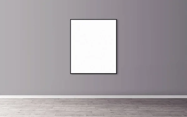 Witte Blanco Poster Met Slank Frame Aan Muur Lege Mock — Stockfoto