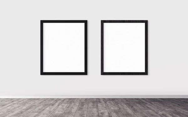 Fehér Plakátok Keretekkel Falon Kigúnyolom Előzetesét Reklámanyagok Felhasználása — Stock Fotó