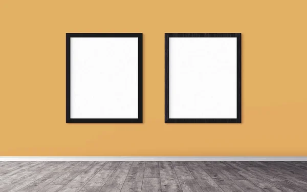 White Posters Frame Wall Mock You Design Preview Good Use — Stock Photo, Image