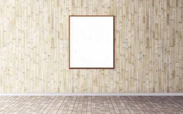 White blank poster with frame on wall. Empty mockup for you preview. Good use for presentation.