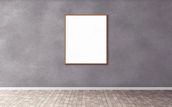 Biały Plakat Ramą Ścianie Opróżniony Makieta Dla Ciebie Podgląd Dobry — Zdjęcie stockowe