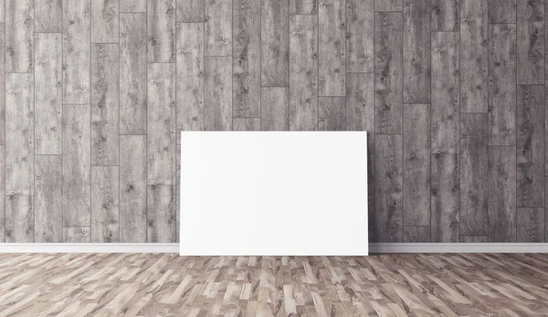 Yerde beyaz yatay tuval var. Tasarımın için boş bir model. Reklam için iyi bir kullanım.