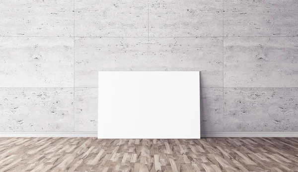 Yerde beyaz yatay tuval var. Tasarımın için boş bir model. Reklam için iyi bir kullanım.