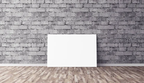Yerde beyaz yatay tuval var. Tasarımın için boş bir model. Reklam için iyi bir kullanım.