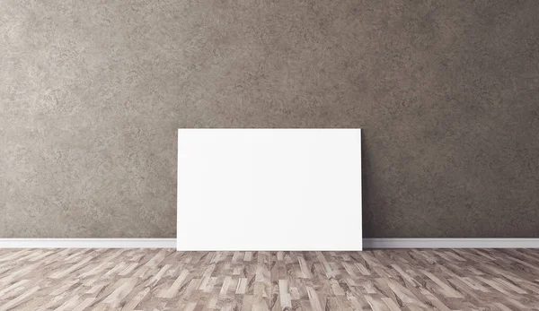 Yerde beyaz yatay tuval var. Tasarımın için boş bir model. Reklam için iyi bir kullanım.