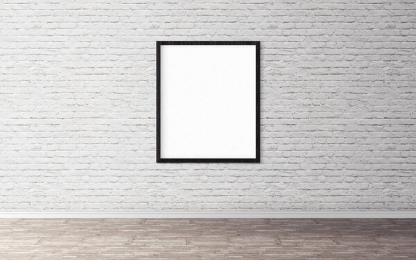 White blank poster with frame on wall. Empty mockup for you design preview. Good use for presentation.