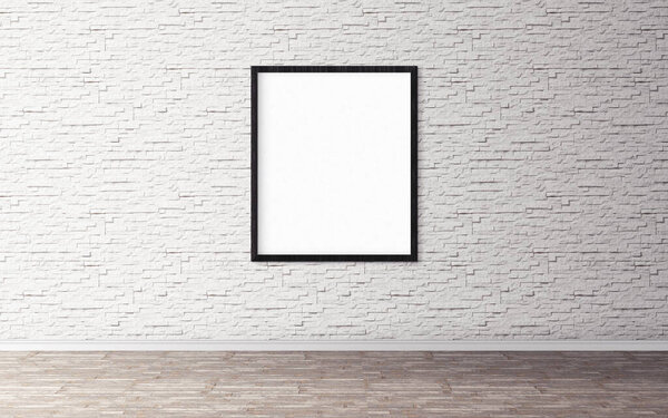 White blank poster with frame on wall. Empty mockup for you design preview. Good use for presentation.
