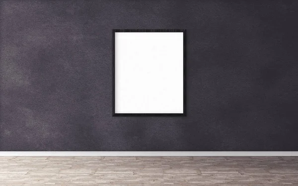 壁にフレームを持つ白い空白のポスター デザインプレビューのための空のモックアップ プレゼンテーションに最適 — ストック写真