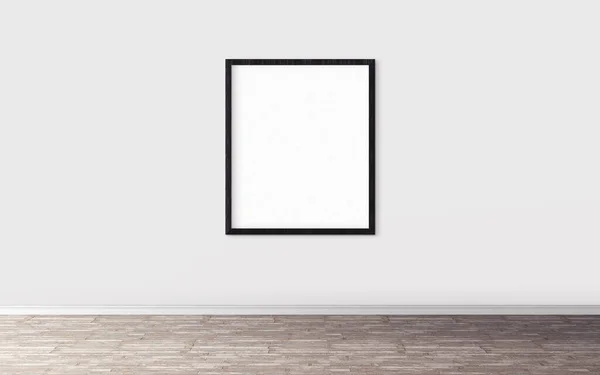 Fehér Üres Poszter Kerettel Falon Üres Mockup Előzetesbe Minőségű Kiszerelés — Stock Fotó