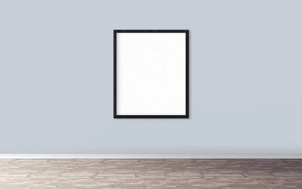 Cartel Blanco Blanco Con Marco Pared Maqueta Vacía Para Que — Foto de Stock