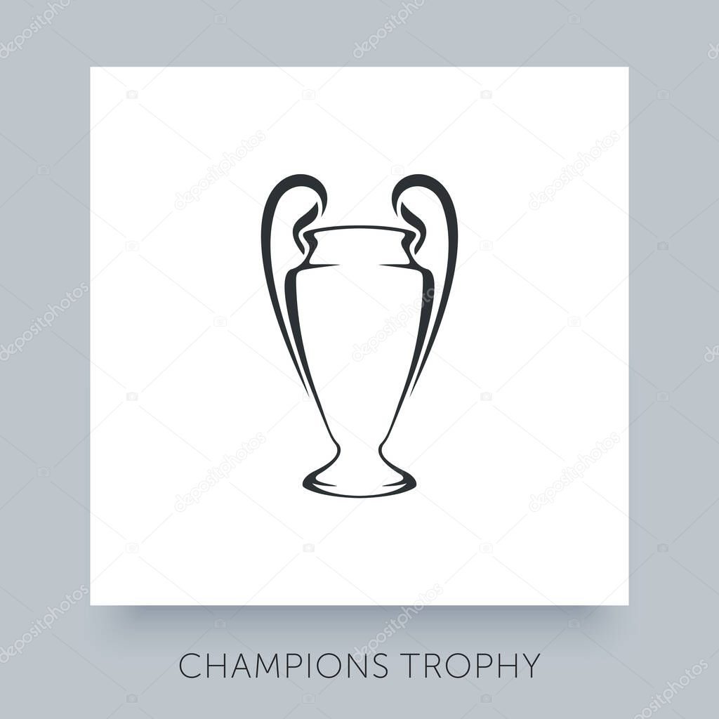 Football Europe Champion League trophy. Soccer championship silver cup.