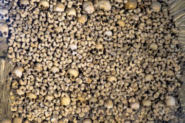 0827 Bones Kilisesi - Evora, iskelet kalıntıları gösteren Porgual duvar detayı