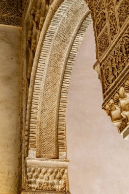 Granada İspanya 'yı çevreleyen karlı yamaçların manzarası yükseldi.