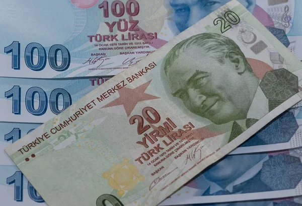Izmir Turquia Fevereiro 2020 Lira Turca Dinheiro Para Fins Notícias — Fotografia de Stock