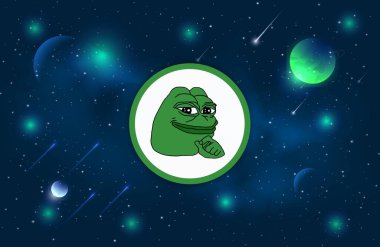 Dijital arkaplandaki pepe logosunun görüntüleri. 3d illüstrasyon.