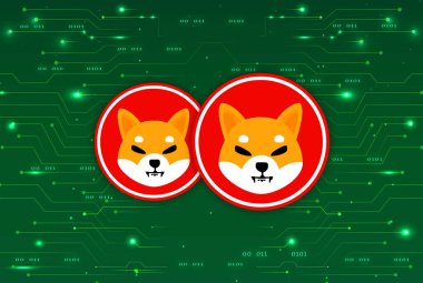 Shiba renkli arka planda sanal para birimi görselleri. 3d illüstrasyon.