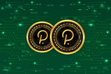 Dijital arkaplanda polkadot-nokta şifreleme resimleri. 3d illüstrasyon.