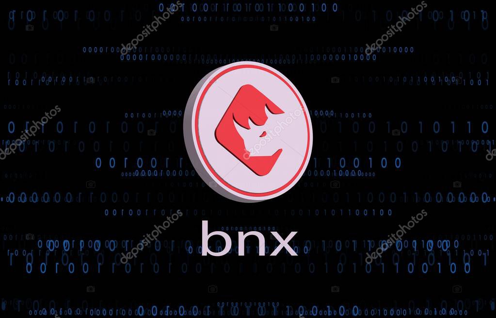 Binaryx-bnx coin logo images on digital background. 3d illustrations.