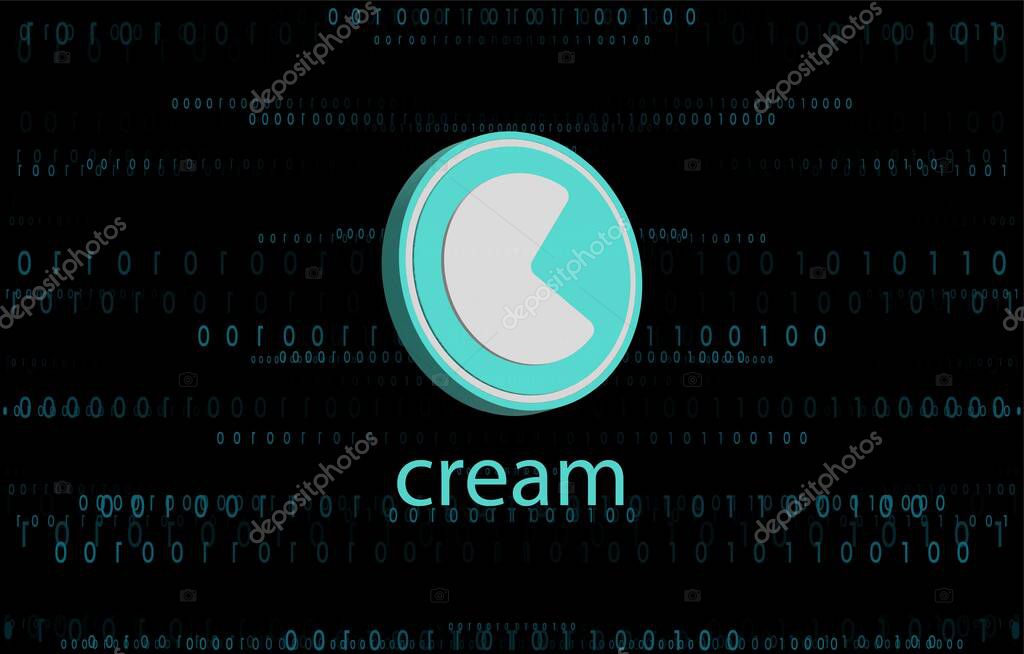 Cream finance-cream cryptocurrency images on digital background. 3d illustrations.