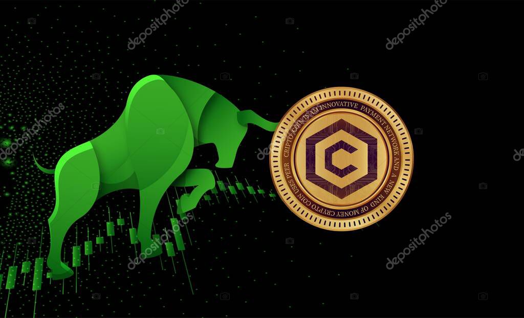 Cronos-cro cryptocurrency logos on digital background. 3d illustrations.