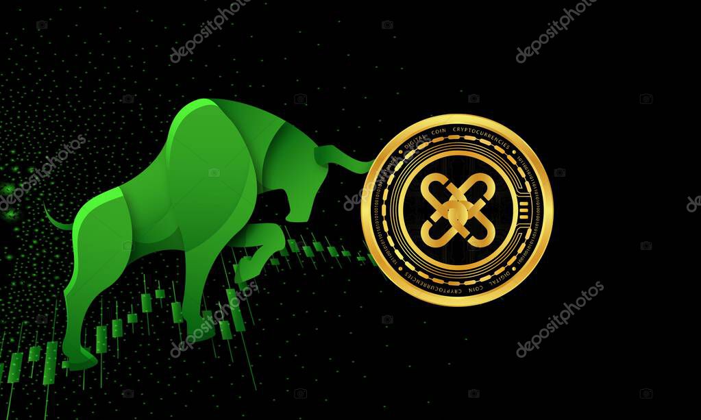 Chainx-pcx cryptocurrency images on digital background. 3d illustrations.