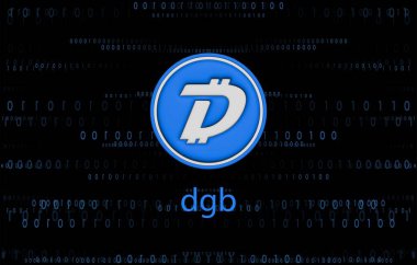 Digibyte-dgb dijital arkaplanda sanal para birimi resmi. 3d illüstrasyon.