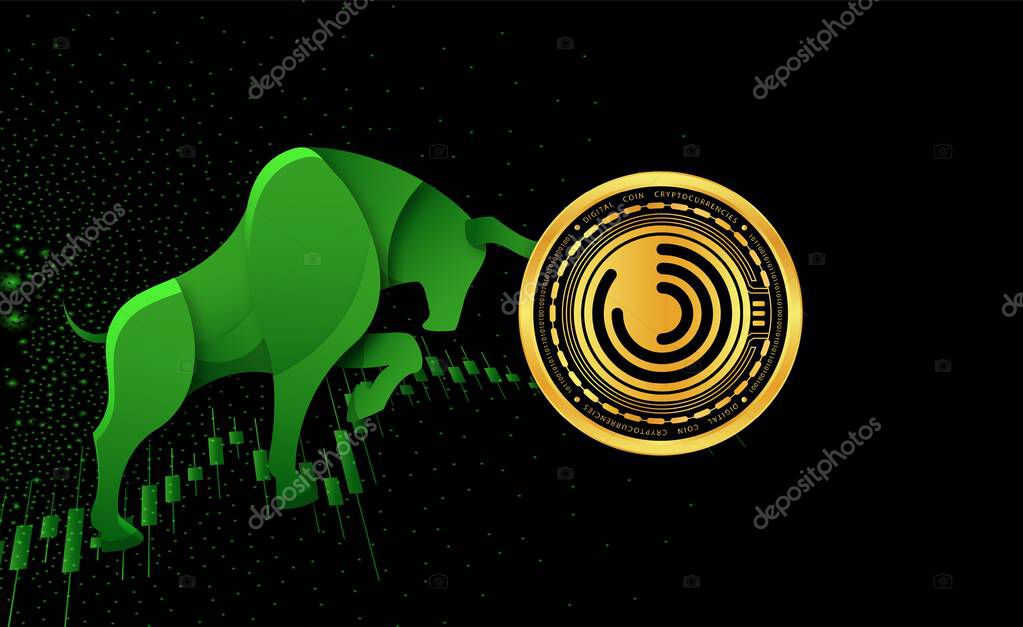 Dechat cryptocurrency images on digital background. 3d illustrations.