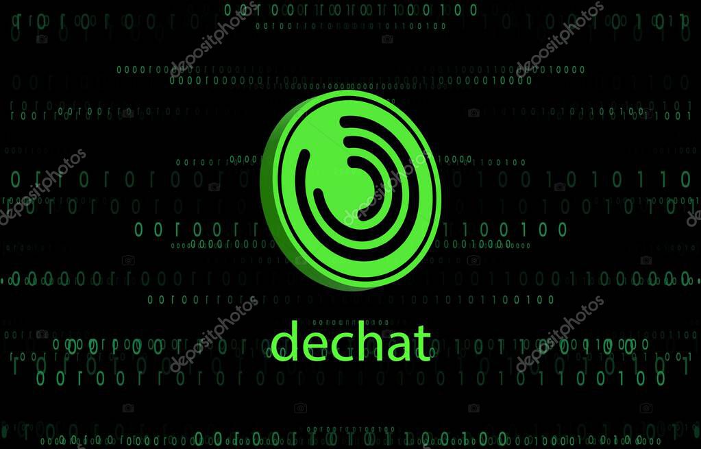 Dechat cryptocurrency images on digital background. 3d illustrations.
