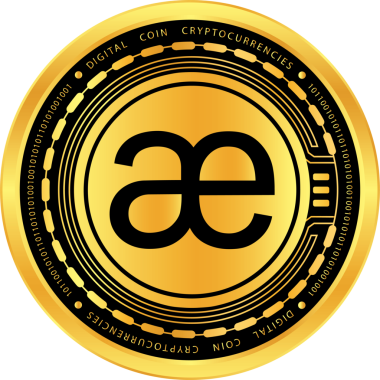 Soyut arka planda aevo kripto para birimi logolarının çizimleri. 3d illüstrasyon.