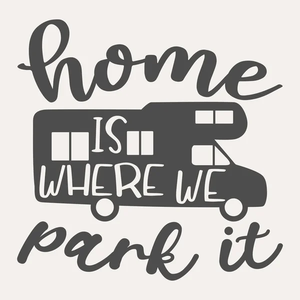 Home Park Text Camping Car — Stock Vector