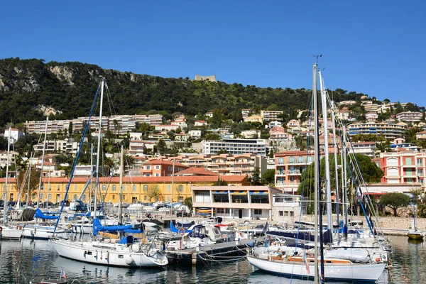 Francja Francuska Riwiera Port Żaglowy Miasto Villefranche Sur Mer Położone — Zdjęcie stockowe