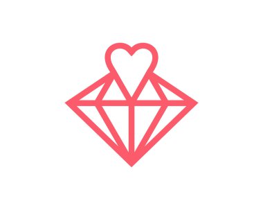 Love Diamond logo tasarım vektör şablonu, Creative Diamond logo konsepti