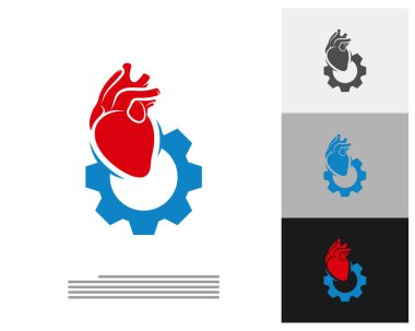 Heart Gear logo vektör şablonu, Yaratıcı İnsan Kalbi logo tasarımı kavramları