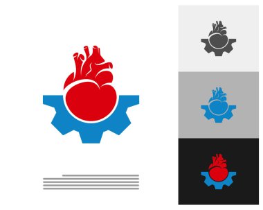 Heart Gear logo vektör şablonu, Yaratıcı İnsan Kalbi logo tasarımı kavramları