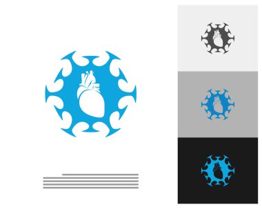 Virüs Kalbi logo şablonu, Yaratıcı İnsan Kalbi logo tasarımı konseptleri