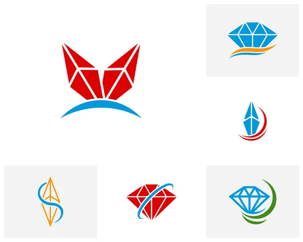 Conjunto Modelo Vetor Design Logotipo Diamante Conceito Logotipo Diamante Criativo — Vetor de Stock
