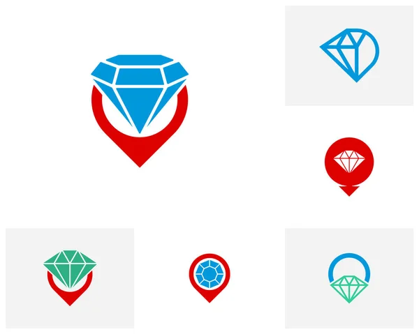 Conjunto Modelo Vetor Design Logotipo Ponto Diamante Conceito Logotipo Diamante — Vetor de Stock