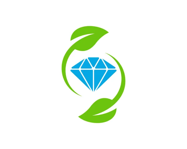 Diamond Векторным Шаблоном Логотипа Leaf Концепция Логотипа Creative Diamond — стоковый вектор