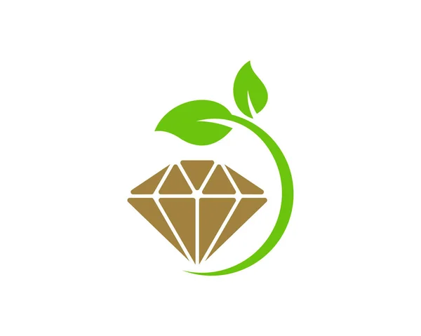 Diamond Векторным Шаблоном Логотипа Leaf Концепция Логотипа Creative Diamond — стоковый вектор