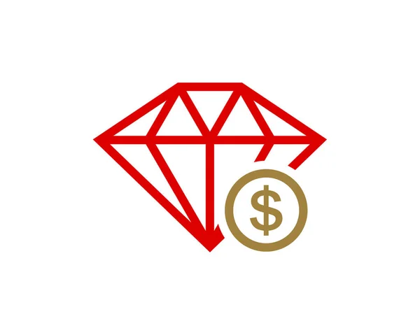 Diamante Com Modelo Vetor Design Logotipo Dinheiro Conceito Logotipo Diamante — Vetor de Stock