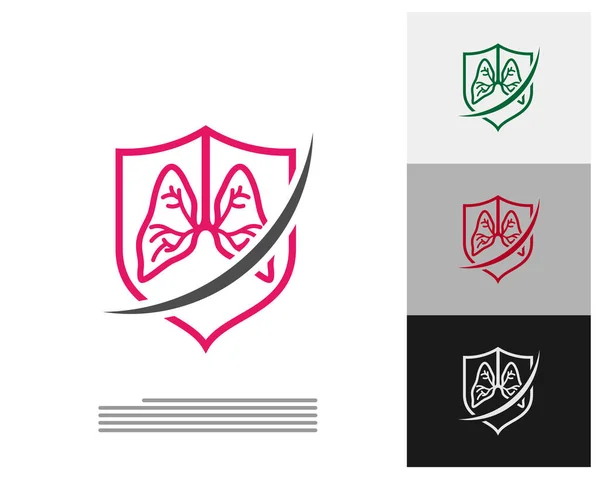 Diseño Plantilla Del Logotipo Del Escudo Los Pulmones Vector Emblema — Archivo Imágenes Vectoriales