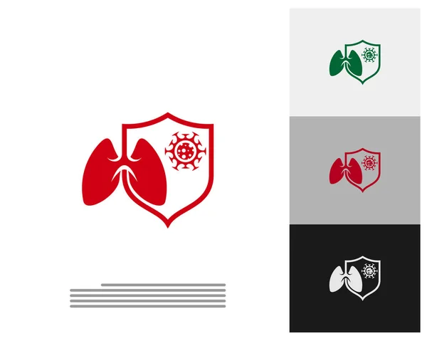 Ιός Lungs Πρότυπο Σχεδιασμός Λογότυπο Διάνυσμα Emblem Σχεδιασμός Concept Creative — Διανυσματικό Αρχείο