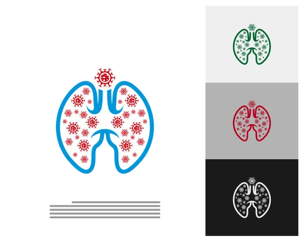 Virus Avec Des Poumons Modèle Logo Vecteur Conception Emblème Concept — Image vectorielle